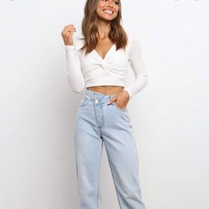 White Long Sleeve Crop Top